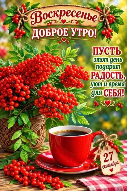 Открытка с добрым утром и ягодами на воскресенье