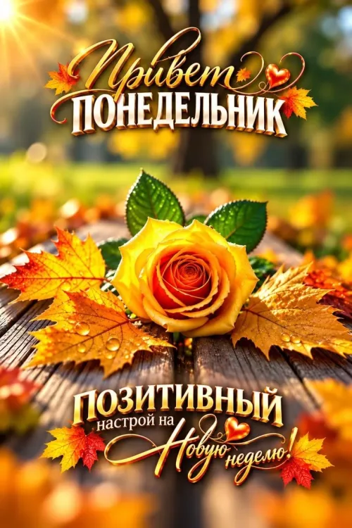 Открытка с позитивным настроем на понедельник