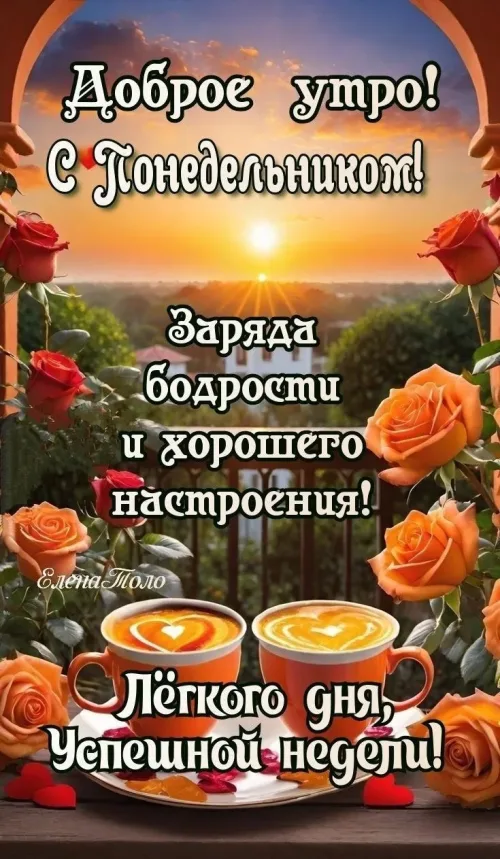 Понедельник открытка с добрым утром и розами