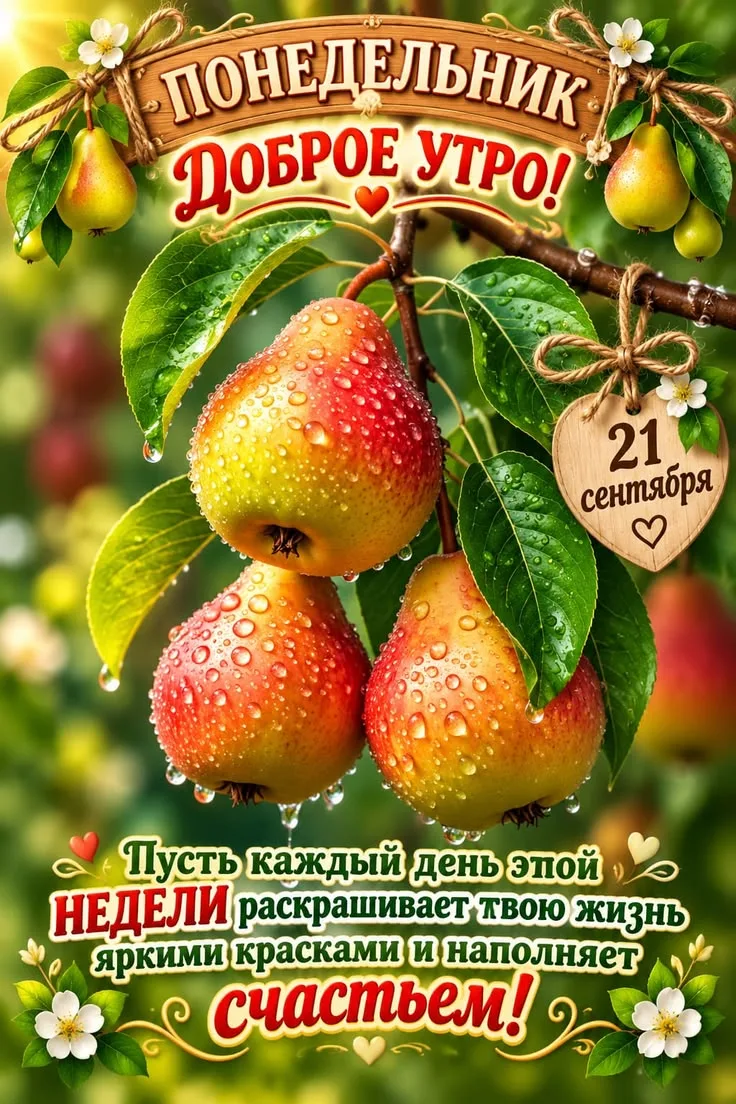 Открытка с понедельником и осенним пейзажем