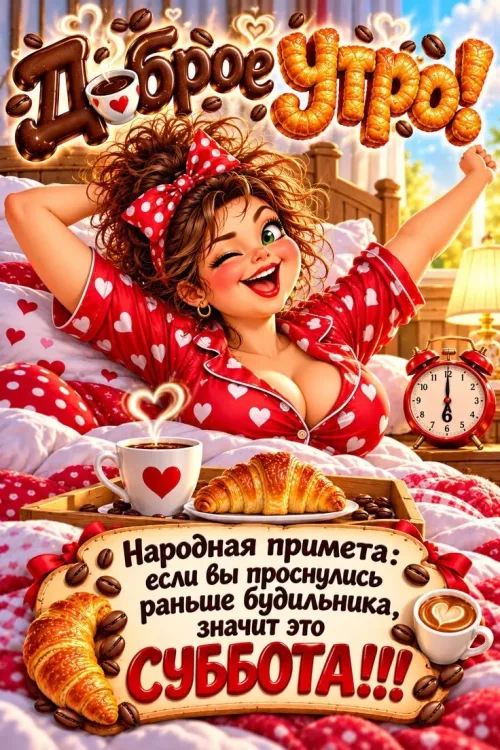 Открытка с добрым утром и субботой