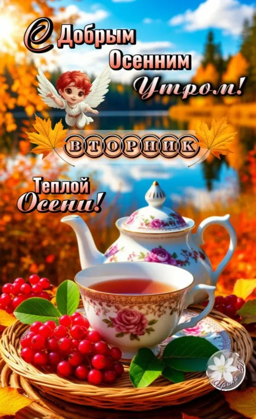 Открытка с Добрый Осенним Утром! Вторник