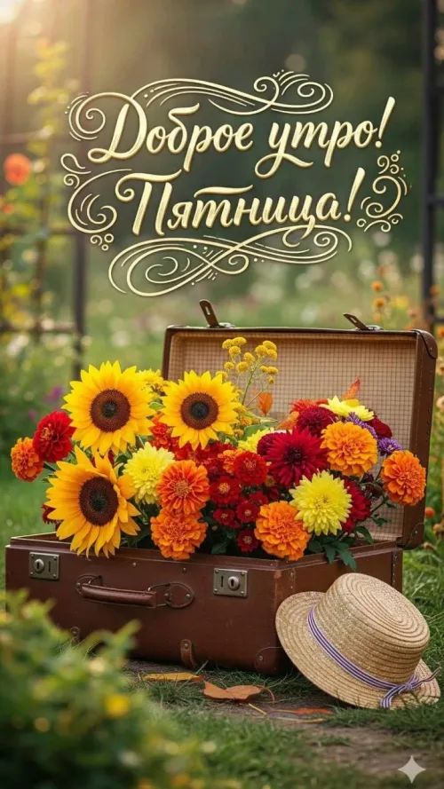 Открытка с доброе утро и цветами