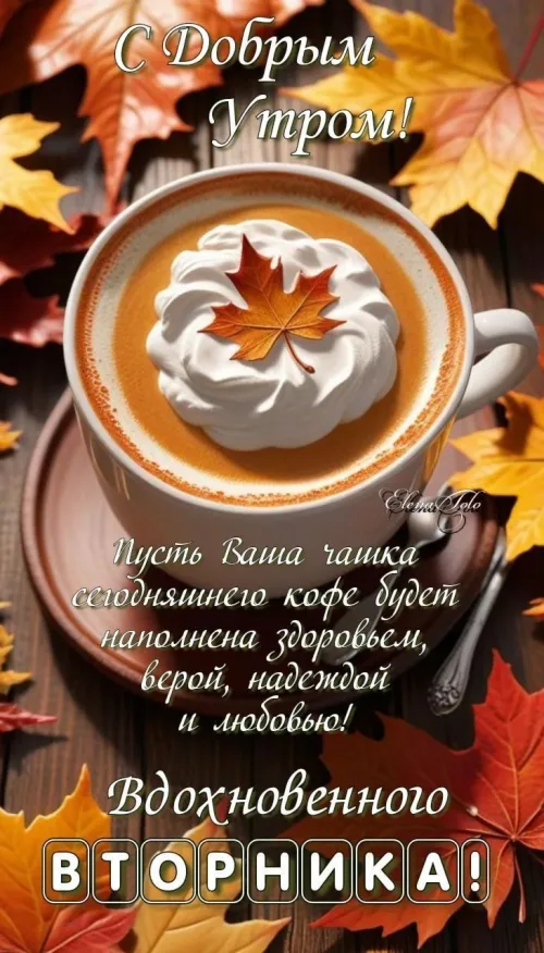 Открытка с добрым утром и осенним кофе