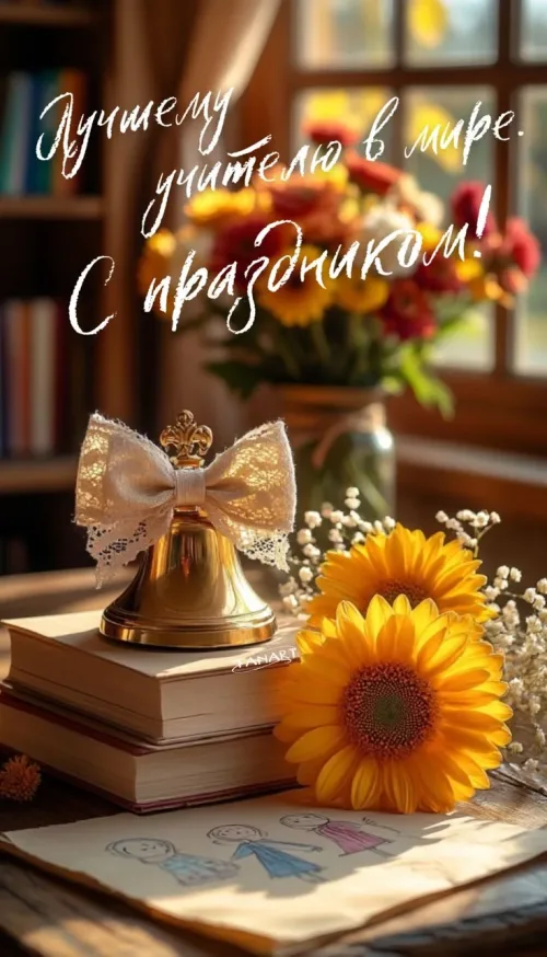 Открытка с днем рождения мужчине с книгами и цветами