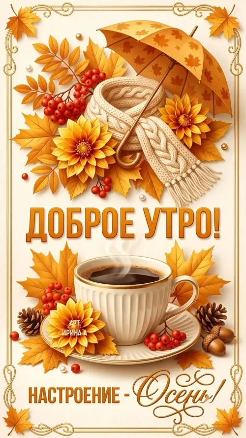 Открытка с добрым утром и осенним настроением