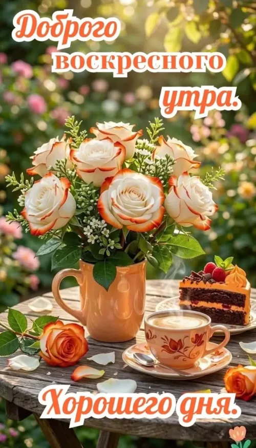 Открытка с добрым утром и цветами
