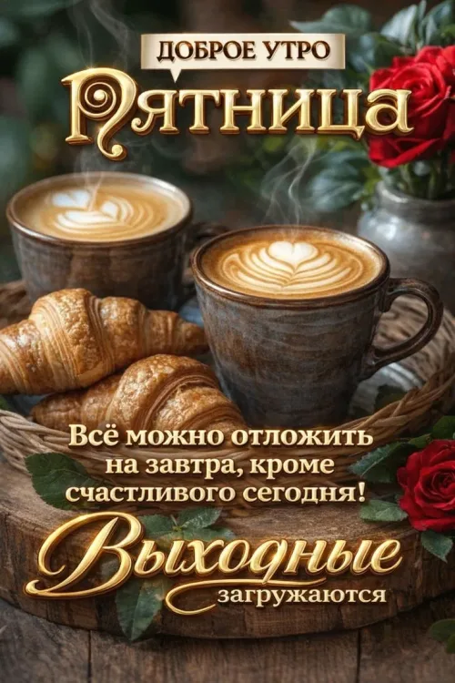 Пятничная открытка с добрым утром и позитивным настроением