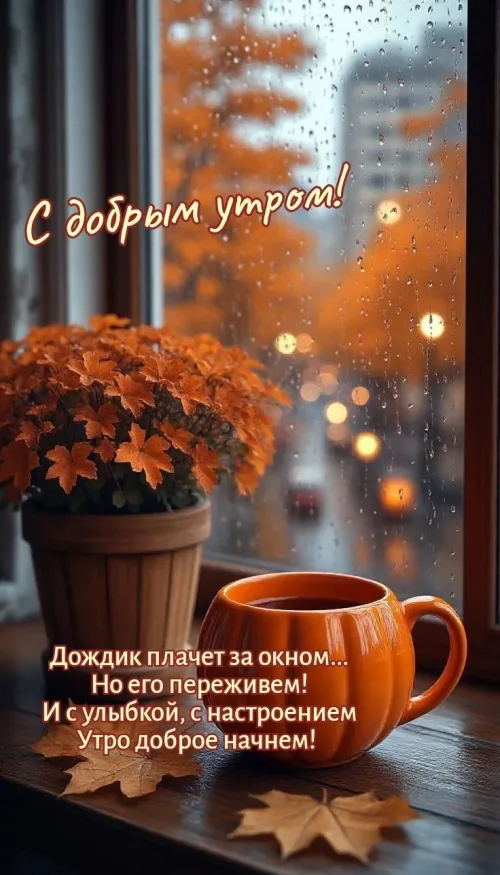 Открытка с добрым утром осенью