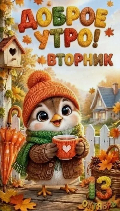 Открытка с добрым утром и милым птицей