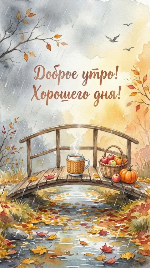 Открытка с добрым утром осенью