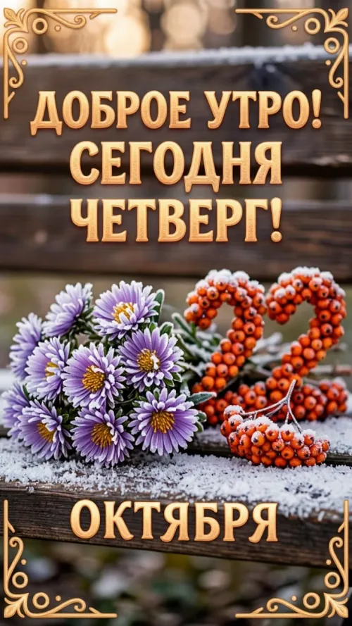 Открытка с добрым утром и осенними цветами