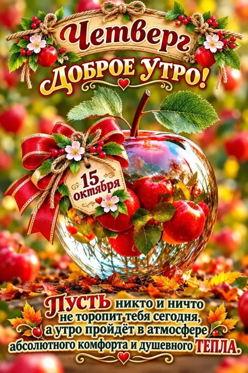 Открытка с добрым утром на четверг осенью